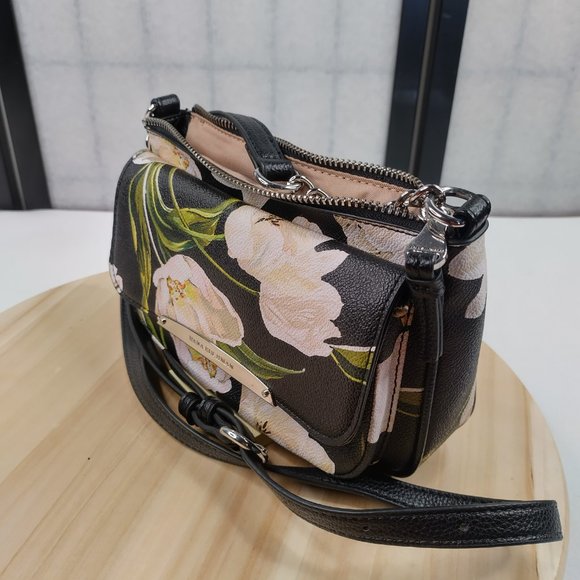 Dana Buchman Floral Purse Cross Body Adjustable Shoulder Strap Black Small - Picture 3 of 15